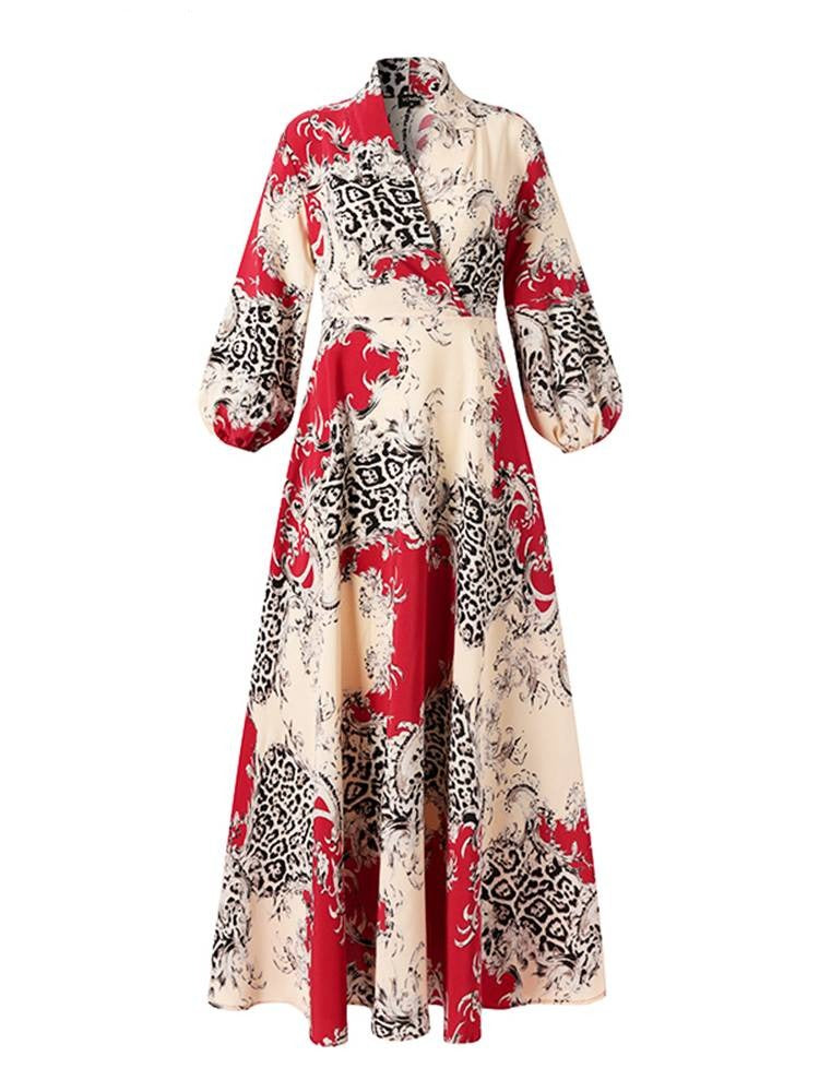 Pbong Summer Party Dress  Women Vintage Printed Maxi Long Dress Casual Vestido Casual Robe Femme Holiday Sundress Oversized