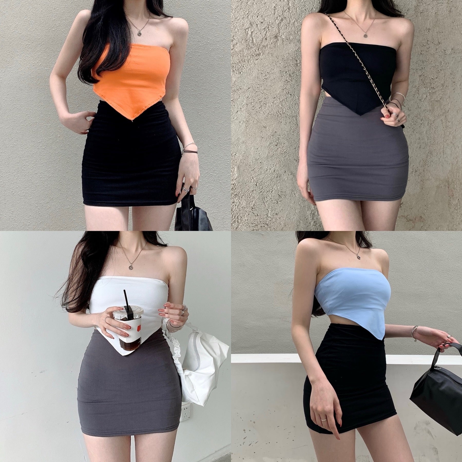 Pbong Sweet wrapped chest female high waist thin hot girl irregular autumn Base tank tops cotton sexy korean women 9FQ6