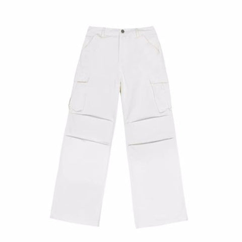 Y2K Vintage Brown Cargo Pants Women 90s Streetwear Retro White Parachute Trousers Oversized Harajuku Egirl Wide Pantalon