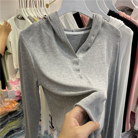 91% Cotton T Shirt Women  Long Sleeve Women's Oversized T-Shirt Woman Clothes Female Tops Tube Top Knit Canale Elasticity Hooded