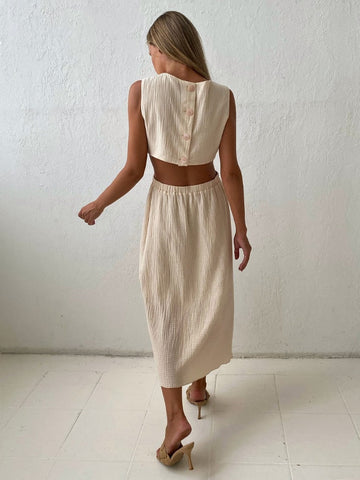 Holiday long Dress Woman 100% Cotton Loose splicing Summer sleeveless Dress Casual Lady Dress