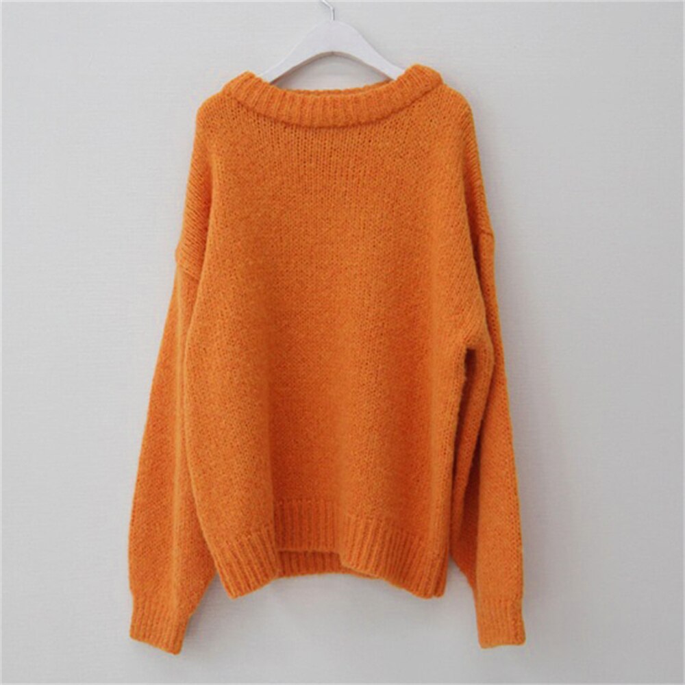 10 Colors Pink Women Sweater Womens Winter Sweaters Pullover Female Knitting Overszie Long Sleeve Loose Knitted Outerwear White