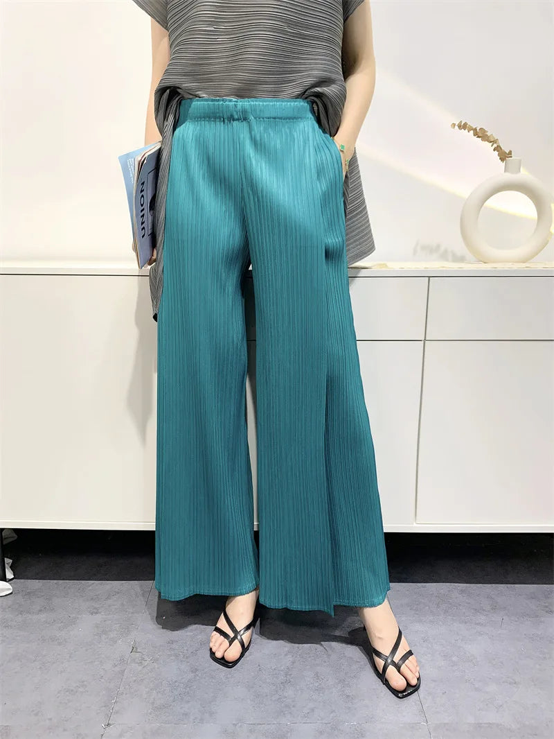 Summer Pants Women's Comfortable Casual New Loose Straight Leg Pants Wide Leg High Waist Slim Pleated Pants