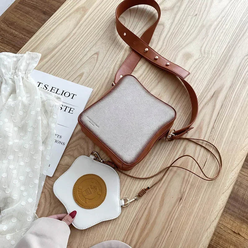 Fun Toast Design Crossbody Bag Pu Leather Fashion Women Purses and Handbags Girl's Shoulder Bag Female Clutch Bag New