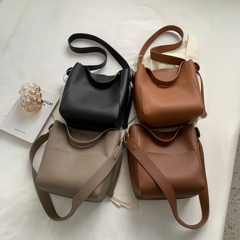 Bucket Shoulder Side Bags for Women Female Designers Trend Small Leather Crossbody Bag Handbags and Purses