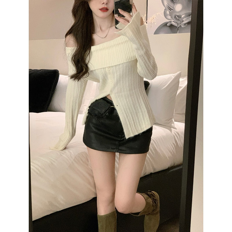 Autumn Elegant Crochet Sweater Women Turtleneck Sweater Female Long Sleeve Pure Color Knitted Tops Korean Style Blouse