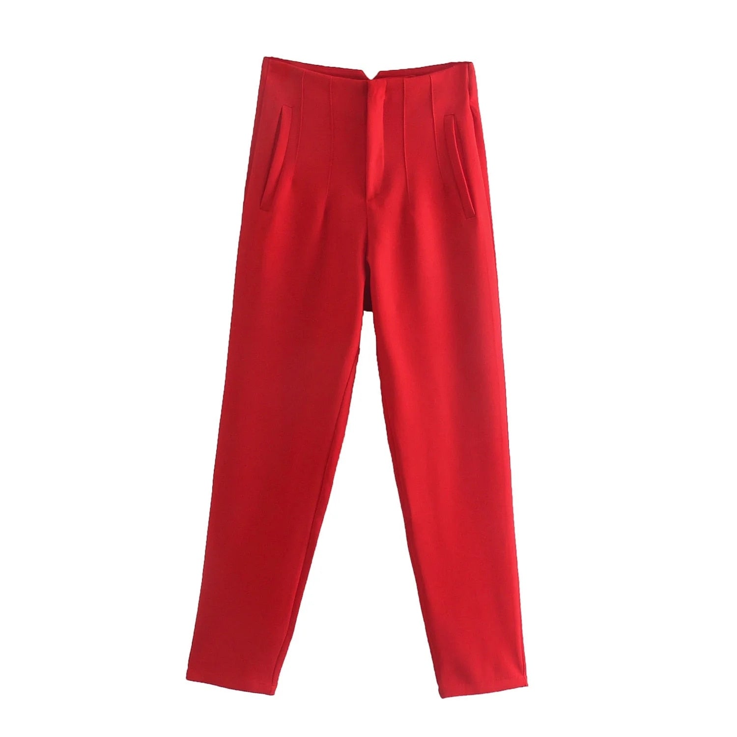 Woman Casual Solid High Waisted Pants Spring Elegant Female Basic Pocket Pant Office Ladies 14 Color Pant