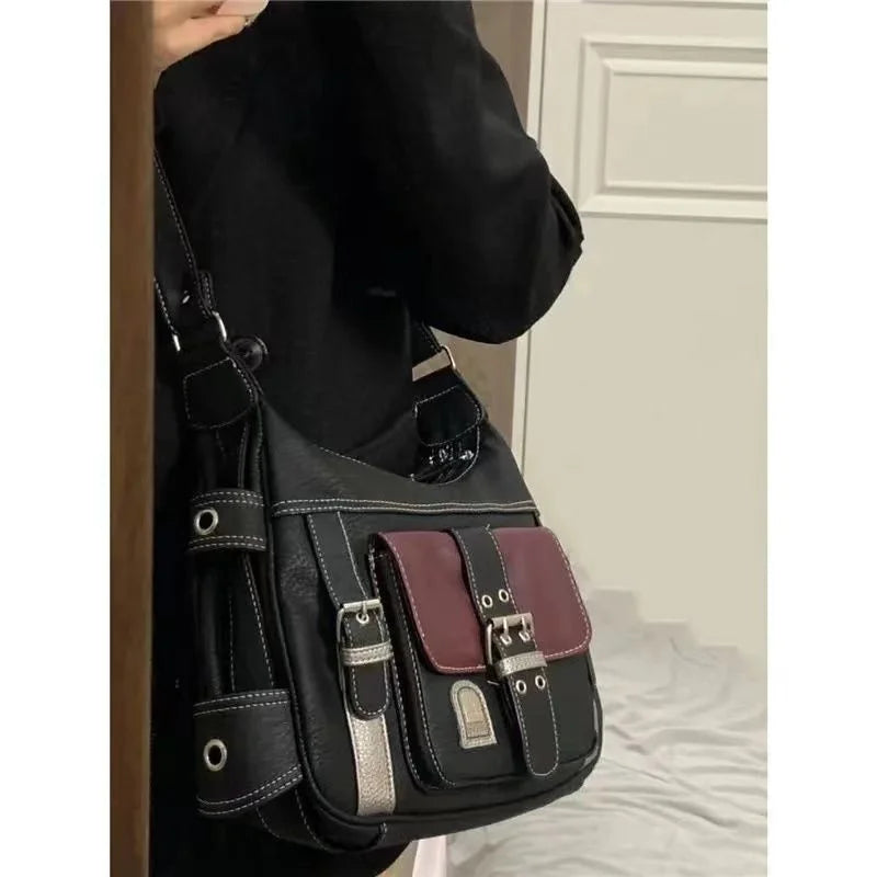 Y2K Vintage Women's Fashion Crossbody Bags For Women Hip Hop Luxury Designer Leather Handbag Satchel Shoulder Bag Harajuku