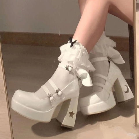 Y2k Chunky Platform High Heels Pumps Women  Spring Punk Thick Heel Mary Jane Lolita Shoes Woman Patent Leather Cosplay Shoes