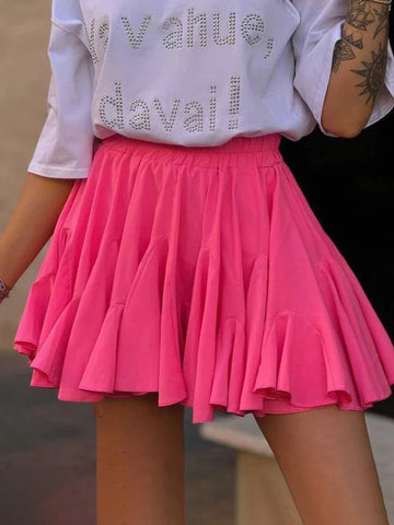 Fashion Summer Pleated Skirts For Women High Waist White Ruffled Patchwork Ladies Streetwear Y2k Solid Mini Skirt New