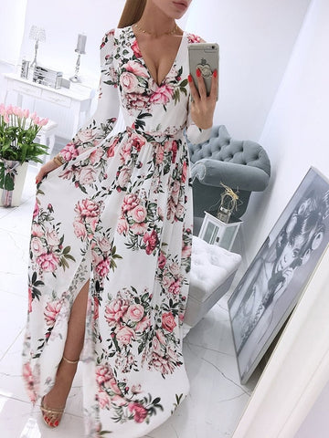 New Sexy V-Neck Women Sleeveless Solid Party Dress Casual Draped Festive Dress Elegant Summer Chiffon Wrap Slit Maxi Dress Mujer