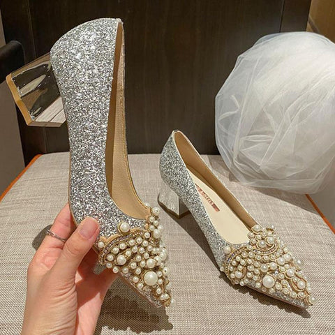 6cm New Fashion Satin Pointed Toe with Rhinestone Bow Sexy High Heels Banquet Party Women Shoes 41 42 43