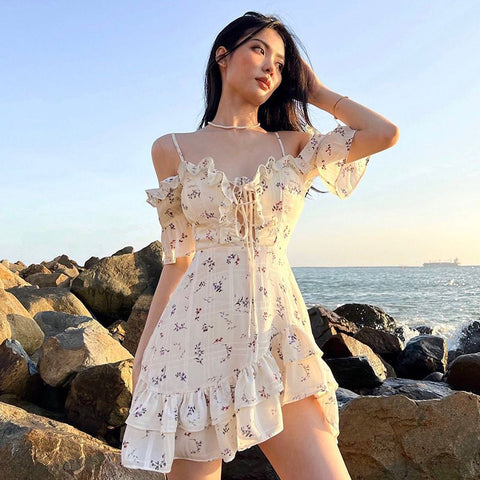 36-hour Shipping Fashion and Luxury Women Dress Elegant Vintage Princess Cake Skirt Corset Chest Bilayer Sexy Y2K Clothes Female