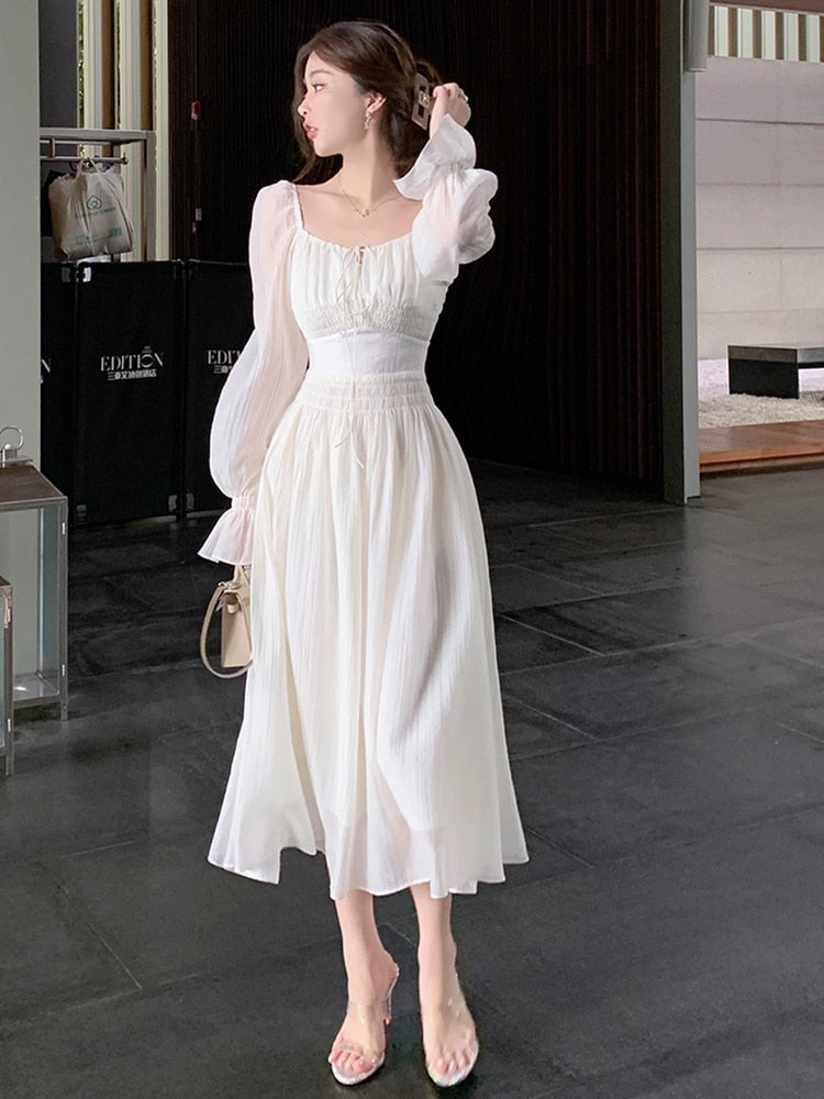 Spring Summer New Women Elegant Midi Dresses Party Holiday Backless Prom Mixi Clothes Vestidos Robe