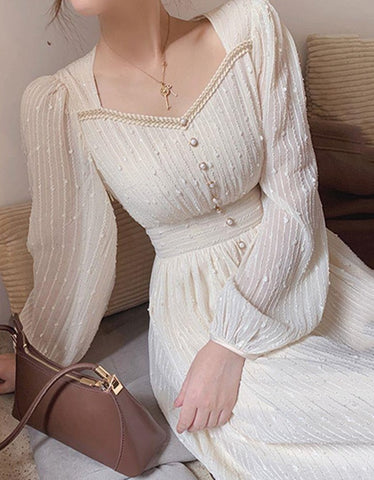 Summer New Women Fashion Elegant White Midi Dresses Vintage Princess Female Party A Line Clothes Vestdios