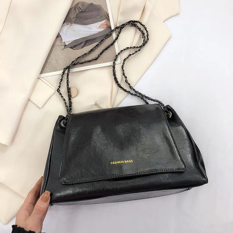 New Vintage Shoulder Bag Large Capacity Fashion Crossbody Bags For Women Solid Pu Leather Ladies Handbags