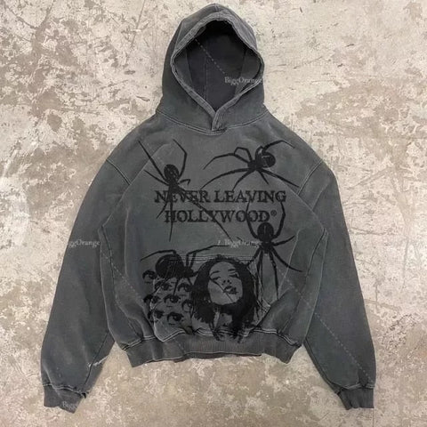 Harajuku American Goth Hoodies Women Harajuku Y2K New Goth Skull Printing Streetwear Hip Hop Couples Sweatshirt Clothes