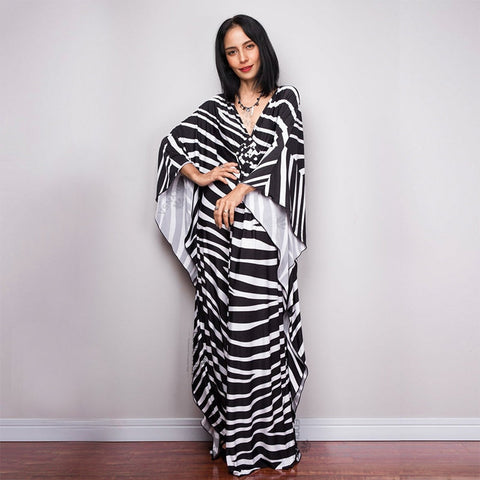 Print Maxi Dress Batwing Sleeve Tunic Spring Autumn Beach Dress Casual Plus Size Women Beachwear Kaftan Cover-ups Pbong mid size graduation outfit romantic style teen swag clean girl ideas 90s latina aesthetic