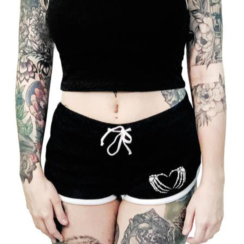 Shorts Women High Waist Gothic Skull Printed Shorts Summer Punk Style Casual Short Pants Fitness Sport Pants Women Clothing