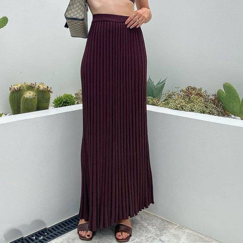 White Knit Two Piece Women Sets Fall Ribbed Tank Top And Pleated Knitted Skirt Suits For Women Long Dress Sets Summer