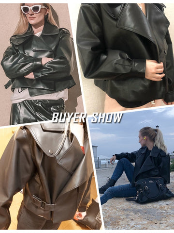 New Arrival Winter Autumn Women&#39;s Leather Wallet Campera Chaqueta Cuero Mujer Modis Coat Women Veste Cuir De Couro