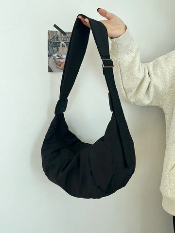 Women's Crossbody Hobo Bags Fluffy Canvas Shoulder Bag Large Capacity Casual Sport Handbags Female Travel School Messenger Bag