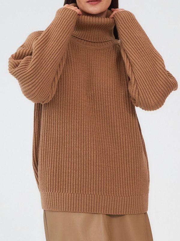 Solid Knitted Women's Turtleneck Sweater Pullovers Female Long Sleeve Top Autumn Winter Soft Ladies Sweaters Jumper