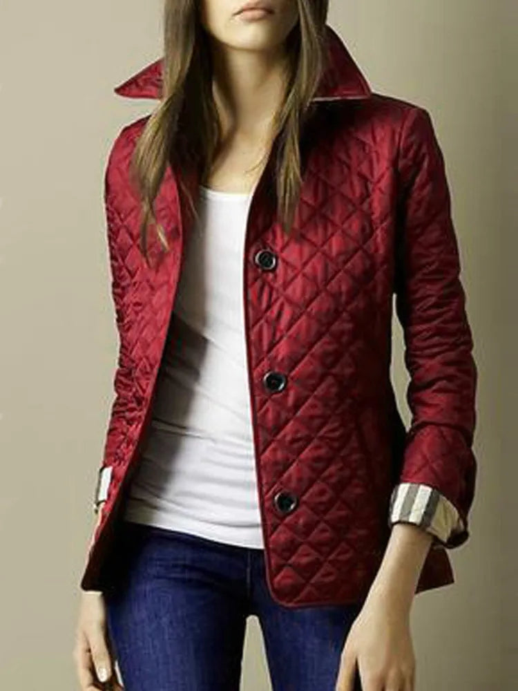 Quilted Coat  Winter Jacket Women Turn-down Collar Jackets for Women Elegance Office Lady Single-breasted Warmth Streetwear