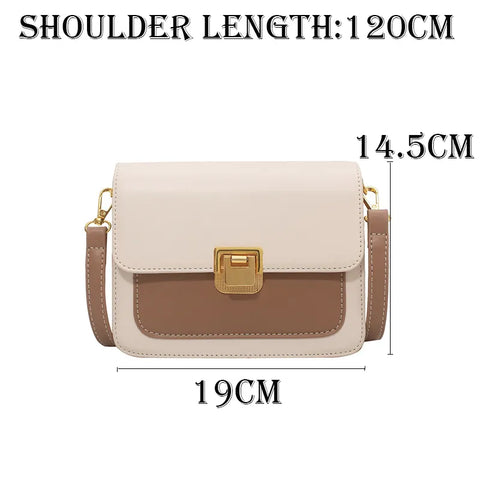 Mini Contrast Color PU Leather Crossbody Side Bags for Women Small Fashion Luxury Brand Trendy Handbag Simple Shoulder Bag