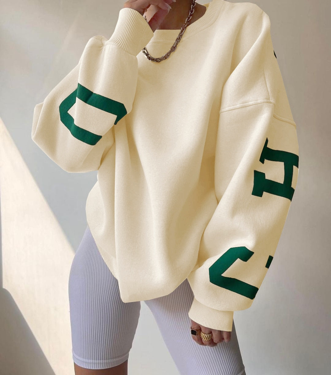 Women Letter Print Pullovers Autumn Korean Harajuku Oversized Long Sleeve Sportswear Tops Female Casual O-Neck Sweatshirts