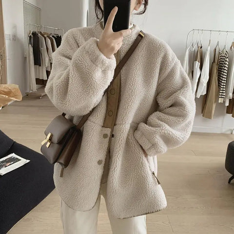 Winter Clothes Women Jackets for Women Lambwool Coat  Korean Fashion New In Loose OverSize Thick Parkas Long Sleeve Top Coats