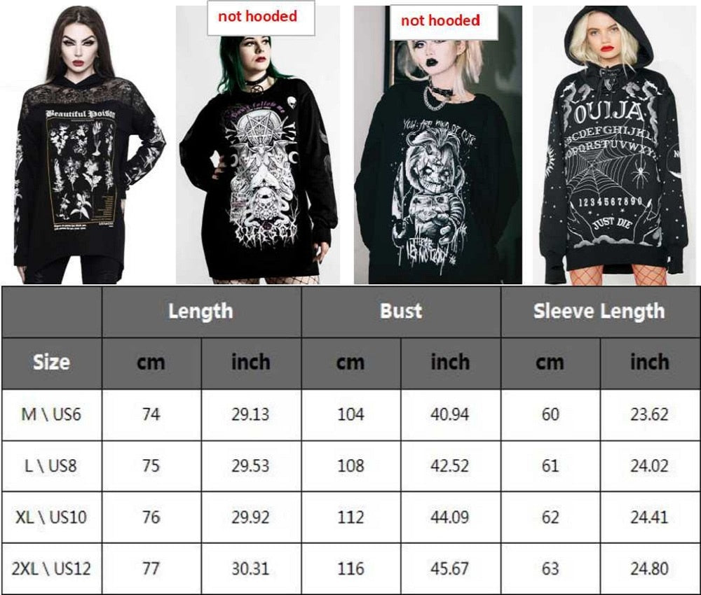 Pbong mid size graduation outfit romantic style teen swag clean girl ideas 90s latina aesthetic Rosetic Y2K Darkness Women Hoodies Loose Fashion Gothic Long Sleeve Printing Round Neck Pullover Spring Autumn Hoodie Sweatshirt