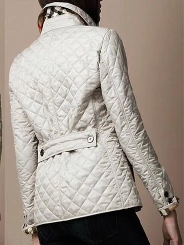 Quilted Coat  Winter Jacket Women Turn-down Collar Jackets for Women Elegance Office Lady Single-breasted Warmth Streetwear