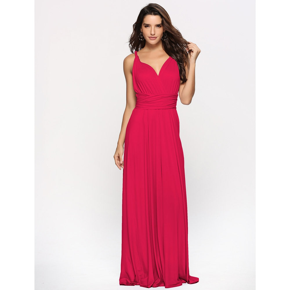 Sexy Women Boho Maxi Club Dress Red Bandage Long Dress Party Multiway Bridesmaids Convertible Infinity Robe Longue Femme