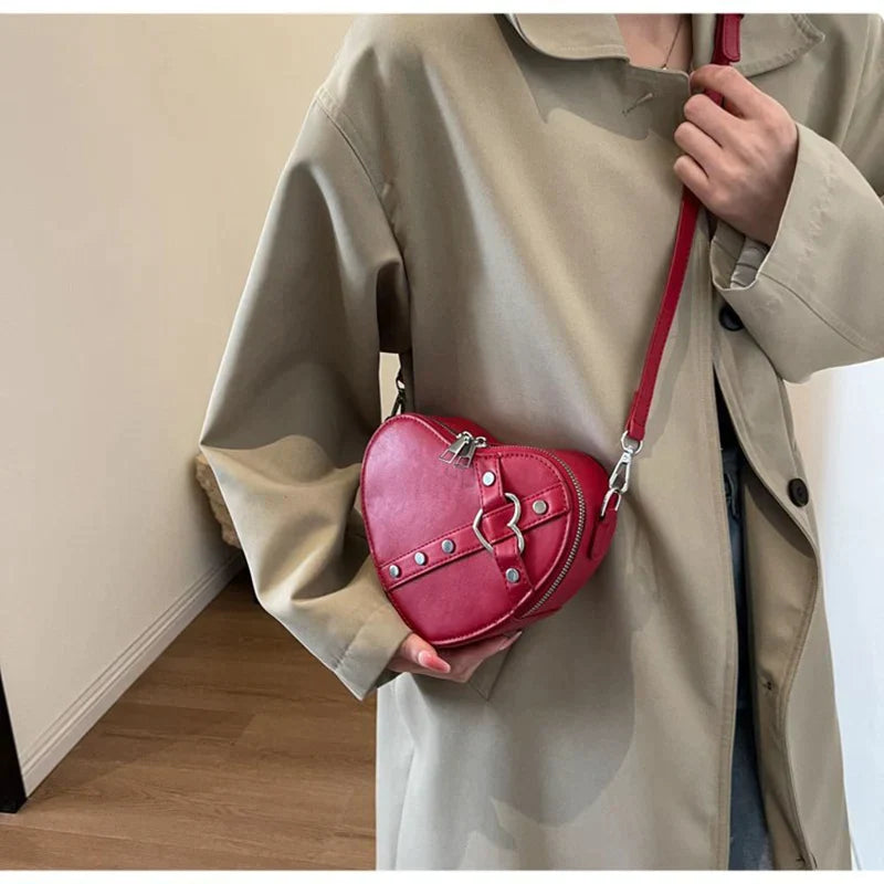 Fashion Love Heart Shape Shoulder Bag Small Handbags Designer Crossbody Bags For Women Solid Pu Leather Valentine's Gift