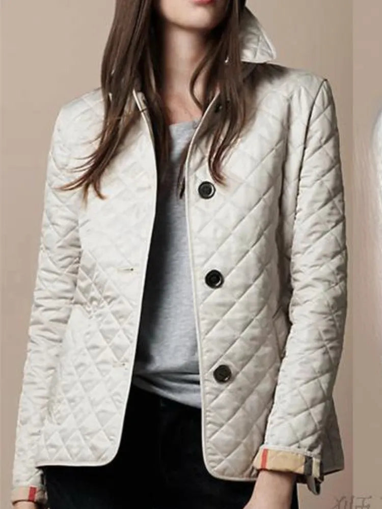 Quilted Coat  Winter Jacket Women Turn-down Collar Jackets for Women Elegance Office Lady Single-breasted Warmth Streetwear