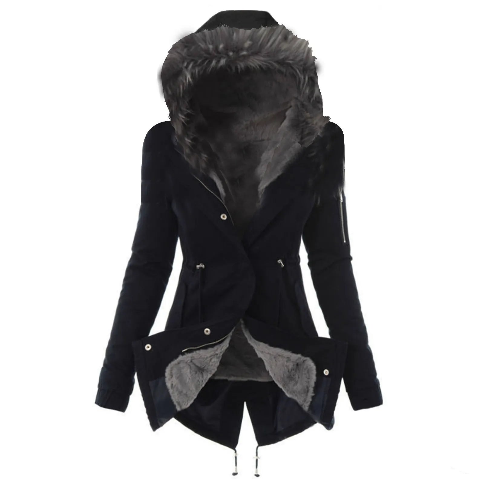 Autumn and Winter New Cotton Coat Hooded Slim Fit Warm Zipper Coat for Women