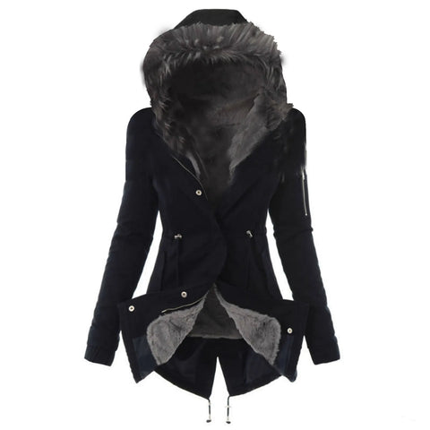 Autumn and Winter New Cotton Coat Hooded Slim Fit Warm Zipper Coat for Women