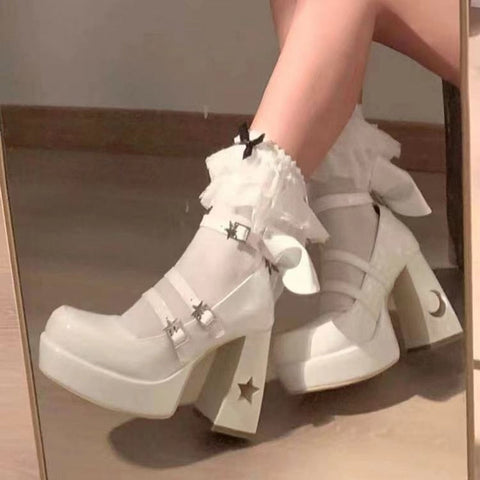 Y2k Chunky Platform High Heels Pumps Women  Spring Punk Thick Heel Mary Jane Lolita Shoes Woman Patent Leather Cosplay Shoes