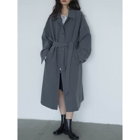 Women's Long Trench Coat Single-breasted Casual Belted Waist Women Windbreaker Overcoat Female Cloth Spring Autumn