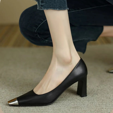 Shoes for Women  Pumps Ladies Summer Footwear High Heels Square Toe Evening Formal on Heeled Fashion White Beau Today Trend