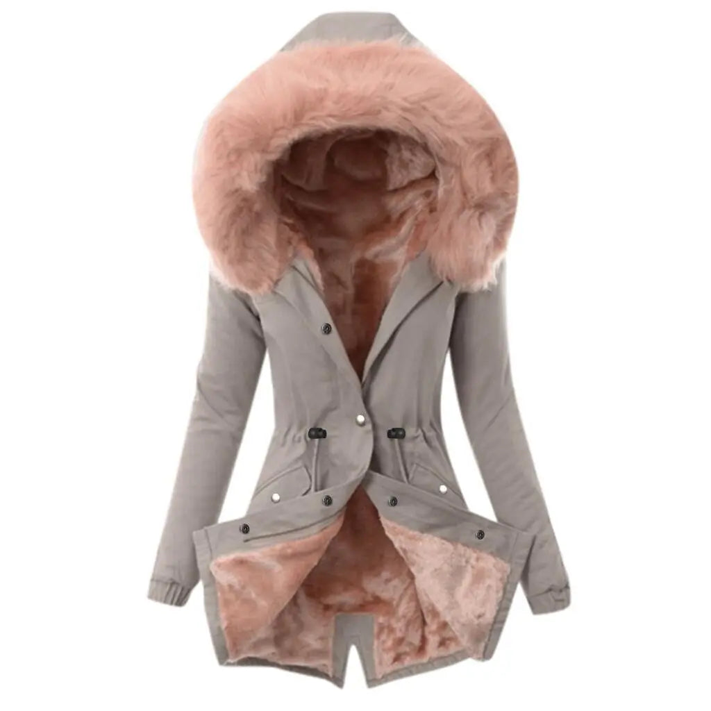 Autumn and Winter New Cotton Coat Hooded Slim Fit Warm Zipper Coat for Women