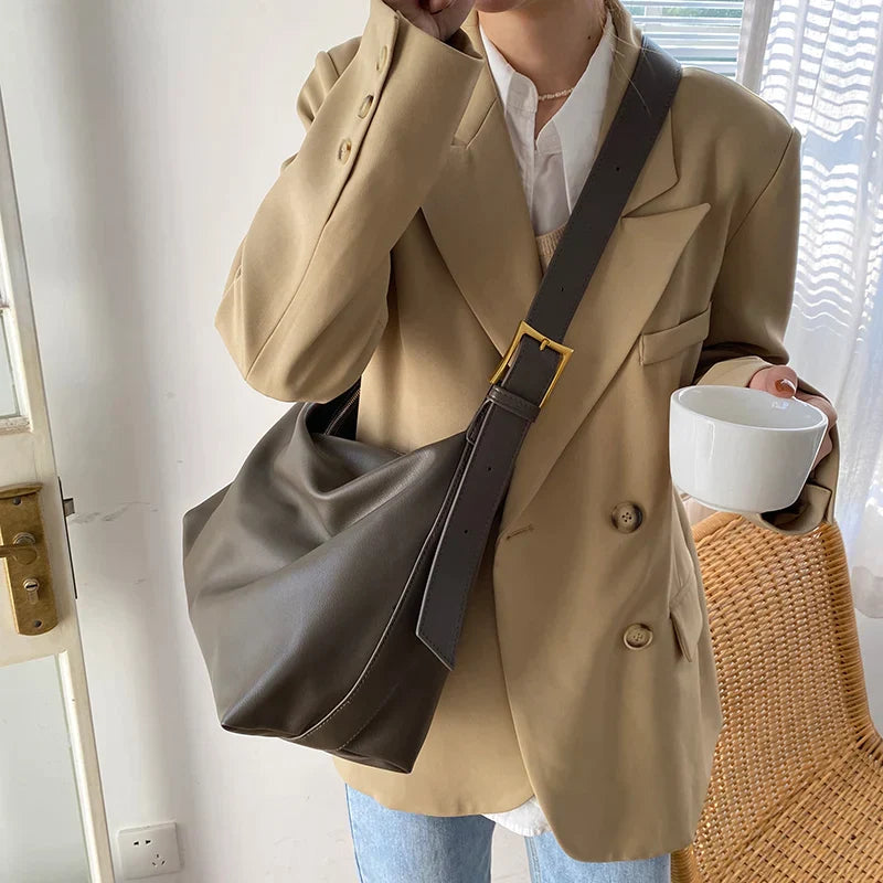 MJ Casual Women Shoulder Bags PU Leather Hobo Bag Female Large Capacity Messenger Bags Soft Crossbody Handbag Bolsos Feminina