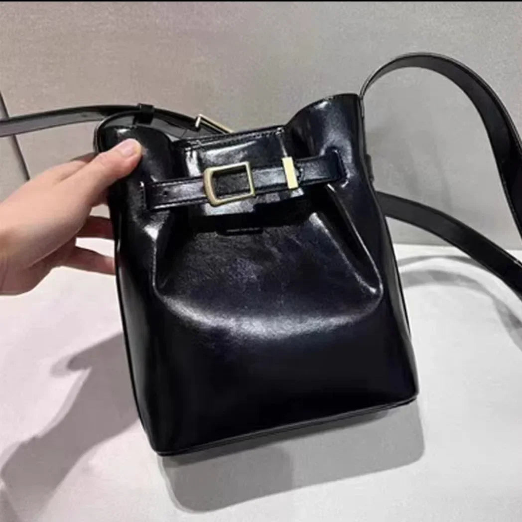 Cow Leather Shouder Bags for Women Korean Fashion Bucket Underarm Bag New Autumn Genuine Leather Crossbody Bag Bolsas