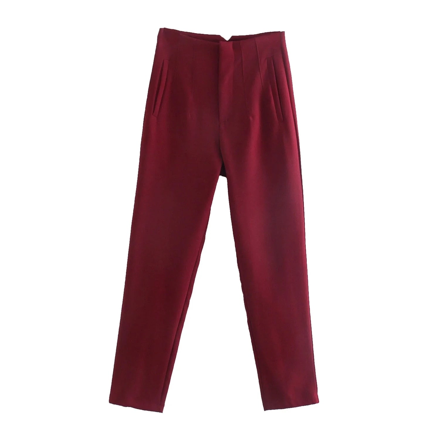 Woman Casual Solid High Waisted Pants Spring Elegant Female Basic Pocket Pant Office Ladies 14 Color Pant