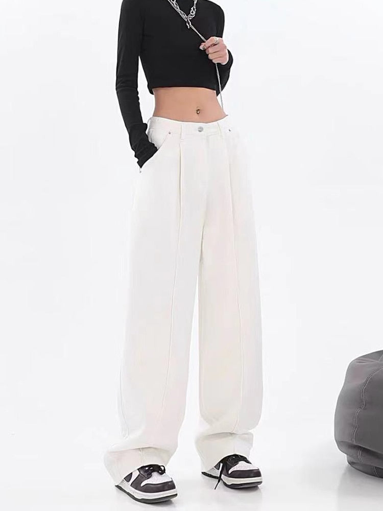 Winter Y2k Fashion Women Harajuku Jeans Wide Leg Punk Loose Casual Denim Cargo Pants Baggy Streetwear Long Trousers Tide