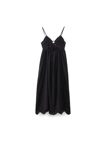 Women Fashion Black Hollow Out Midi Dress for Women Backless Evening Dress Woman Summer Dress