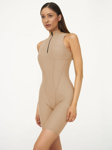 Casual Sporty Playsuit Women Overalls New O Neck Zipper Skinny Jumpsuit Female Rompers Workout Fitness Playsuits