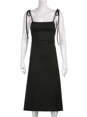 Fashion Strappy Ruched Sexy Black Dress Irregular Elegant Backless Long Dress Party Summer Dresses Women Clothes