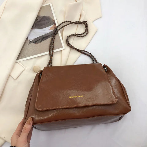 New Vintage Shoulder Bag Large Capacity Fashion Crossbody Bags For Women Solid Pu Leather Ladies Handbags